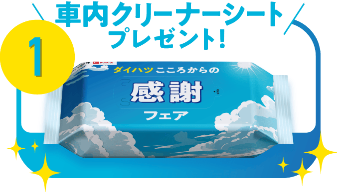 車内クリーナーシートプレゼント！（大判サイズ30枚入り）